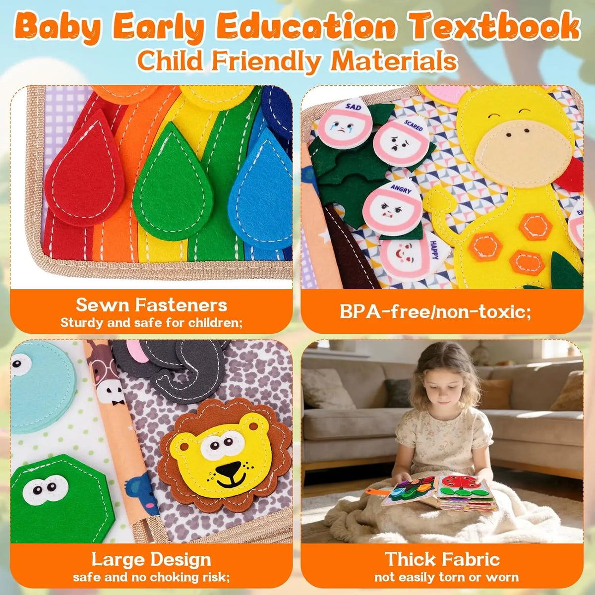 Giraffe Busy Book, Felt Busy Board for Toddlers