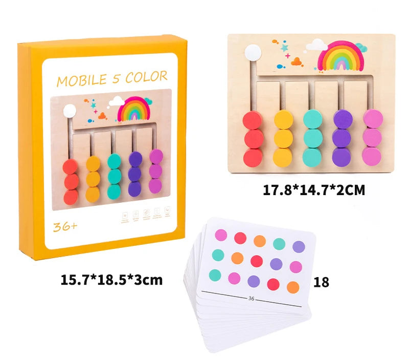 Wooden Slide Puzzle Busy Board, Color Matching Logic Game