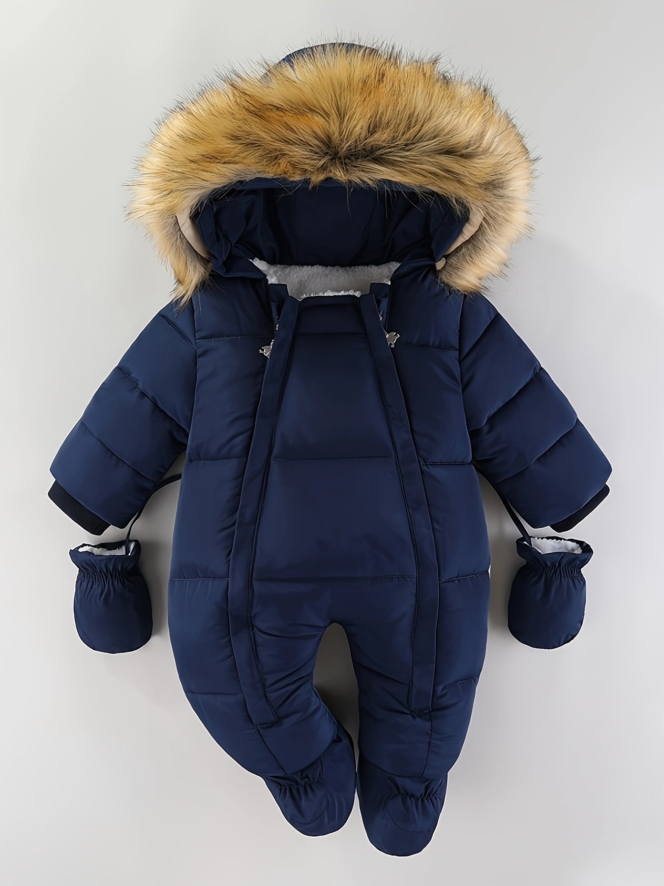 Baby Snowsuit with Hood, Quilted Infant Winter Bunting