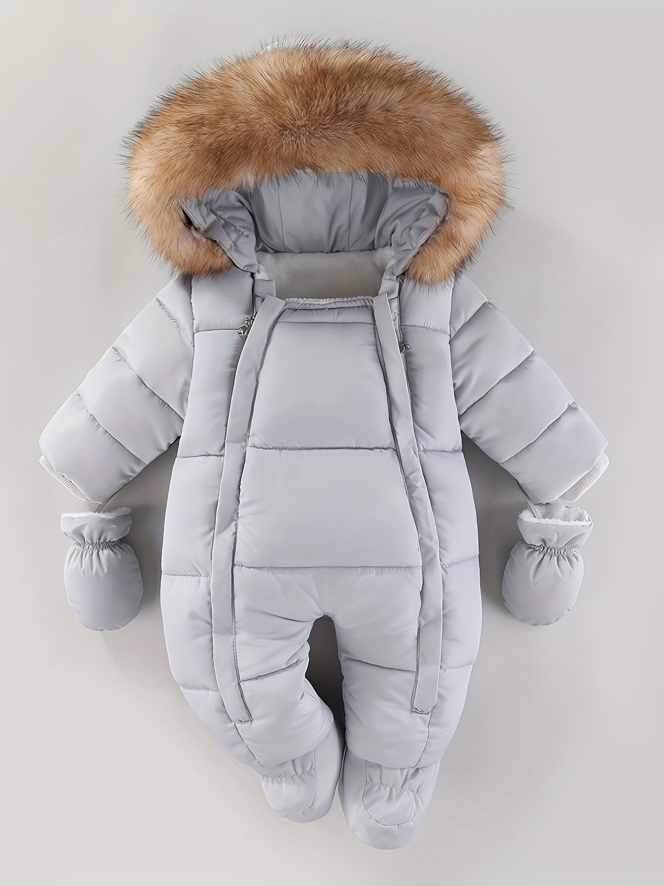 Baby Snowsuit with Hood, Quilted Infant Winter Bunting