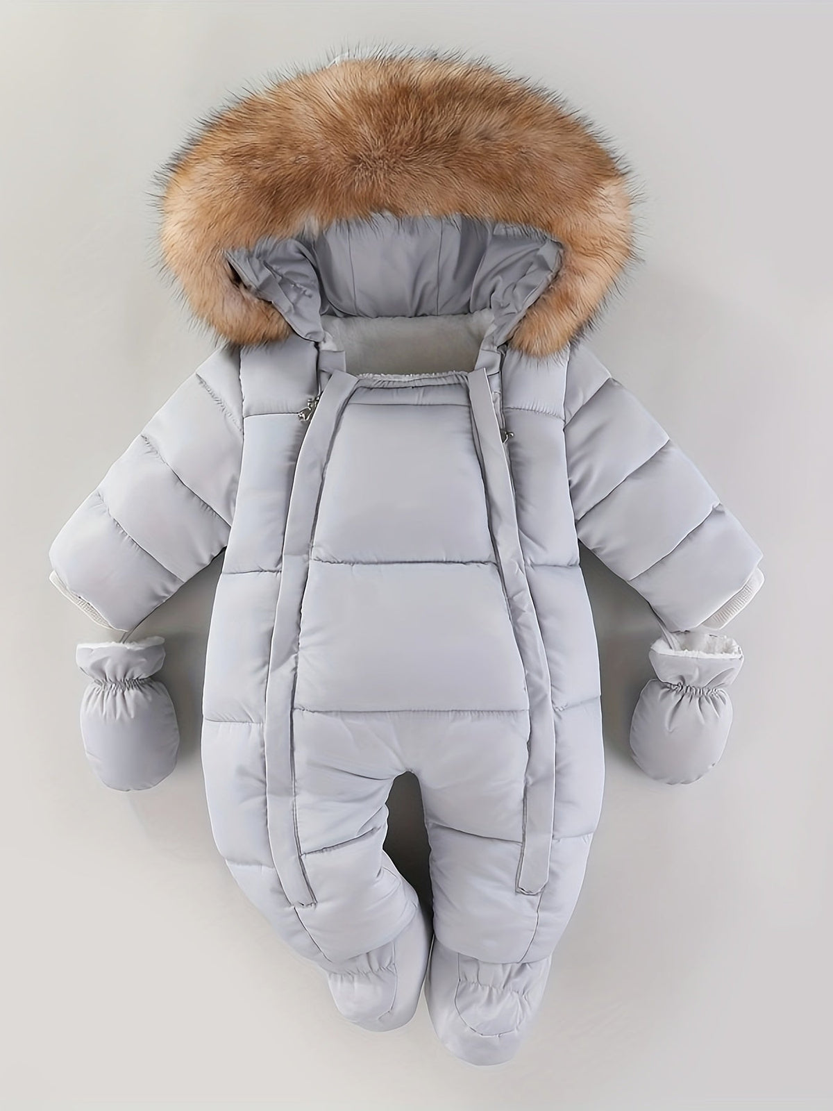 Baby Snowsuit with Hood, Quilted Infant Winter Bunting