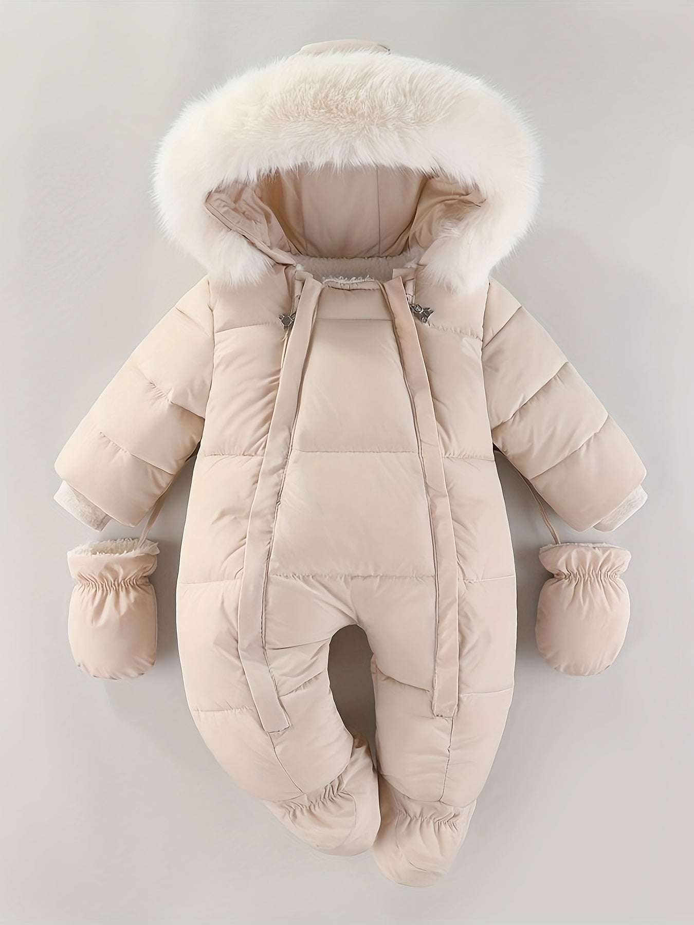 Baby Snowsuit with Hood, Quilted Infant Winter Bunting