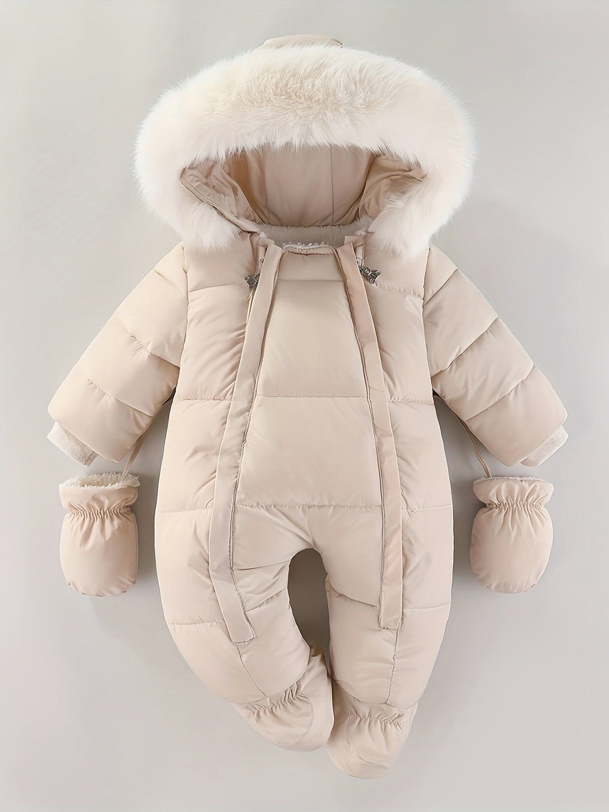 Baby Snowsuit with Hood, Quilted Infant Winter Bunting