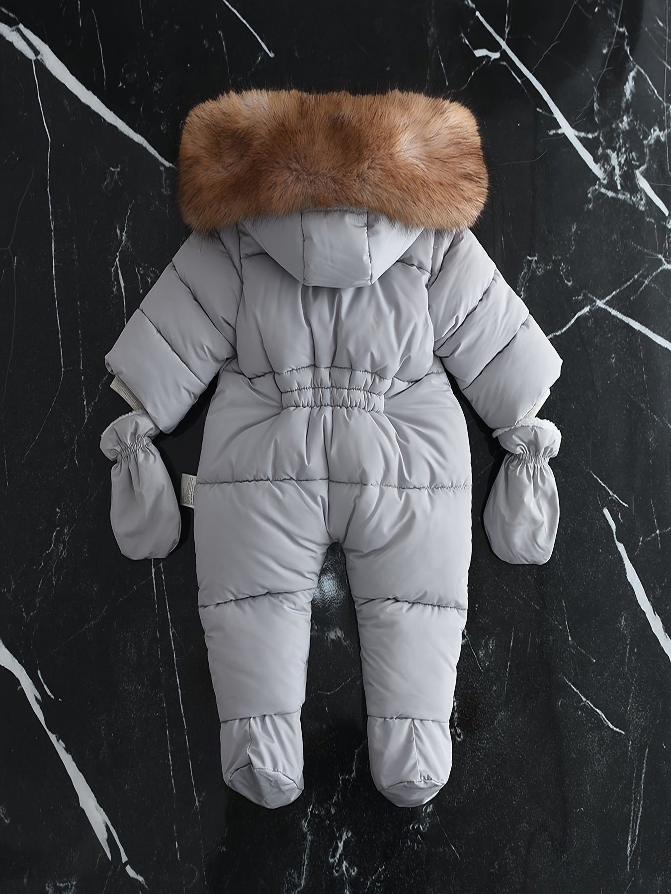 Baby Snowsuit with Hood, Quilted Infant Winter Bunting