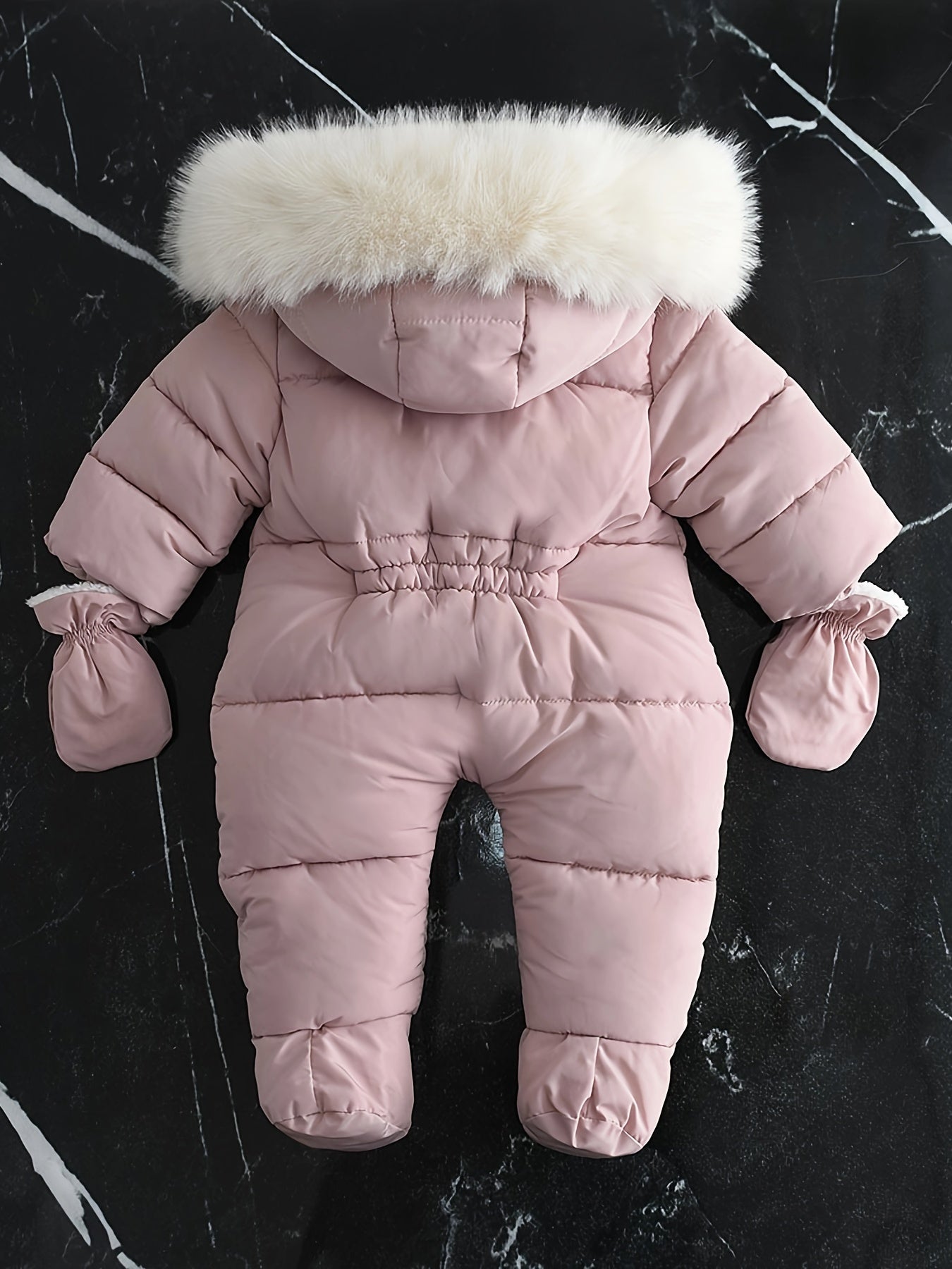 Baby Snowsuit with Hood, Quilted Infant Winter Bunting