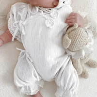 Short-sleeved jumpsuit made from Egyptian cotton