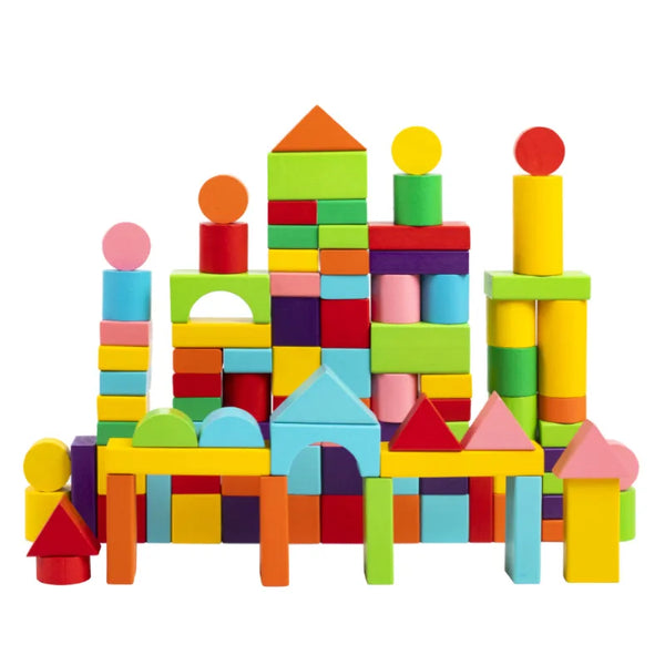 Wooden Blocks for Toddlers, Colorful Stacking Set 40-100pc