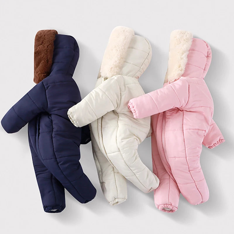 Baby Snowsuit with Faux Fur Hood and Detachable Footies