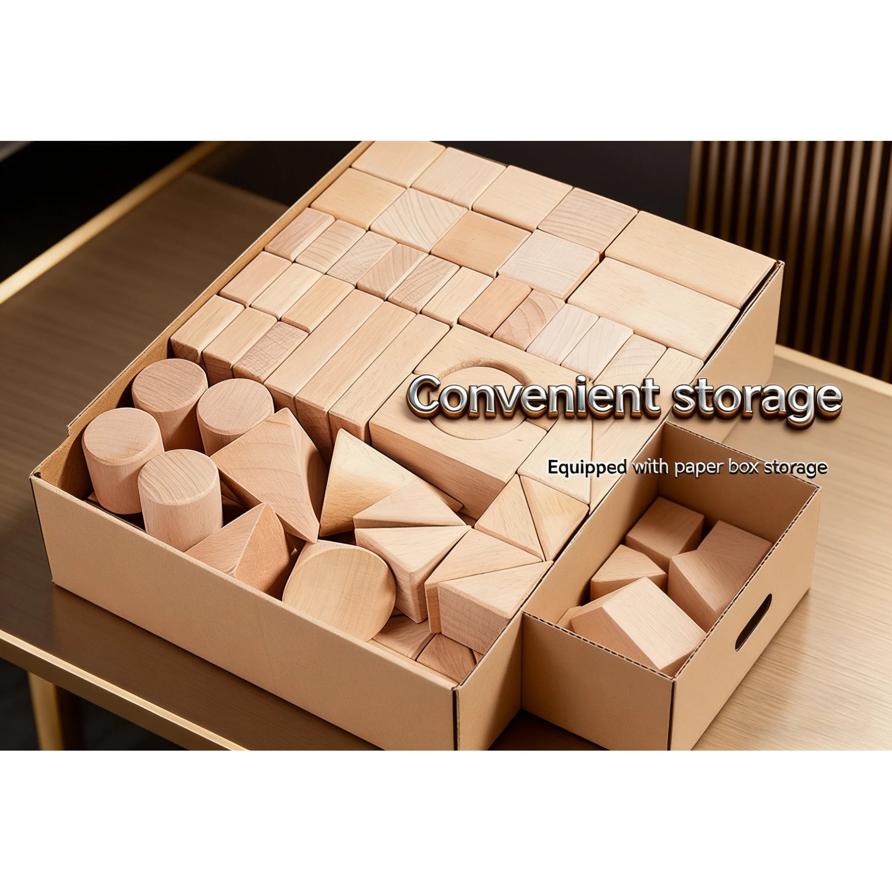 Wooden Blocks 100 Pcs, Natural Beech Wood Building Set
