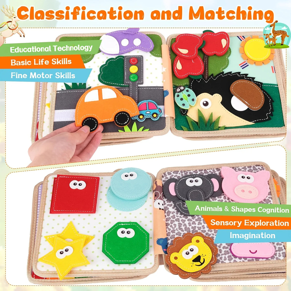 Giraffe Busy Book, Felt Busy Board for Toddlers