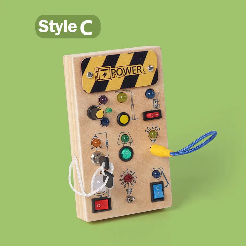 Montessori Busy Board with 10 Switches and 19 LED Lights