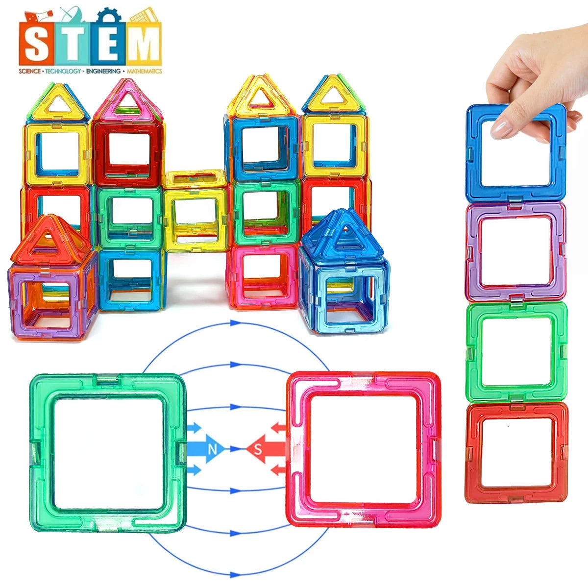 Magnetic Tiles for Kids, STEM Building Set 20 to 84 Pcs