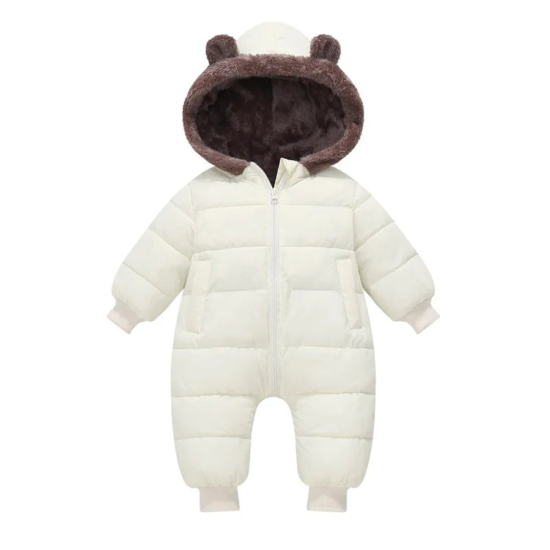 White baby snowsuit