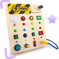 Montessori Busy Board with 10 Switches and 19 LED Lights