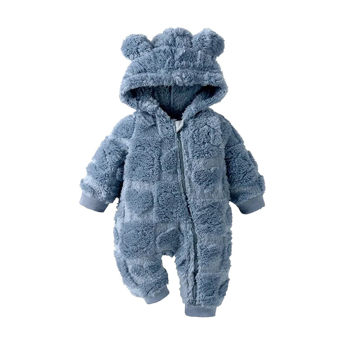 Blue hooded baby romper