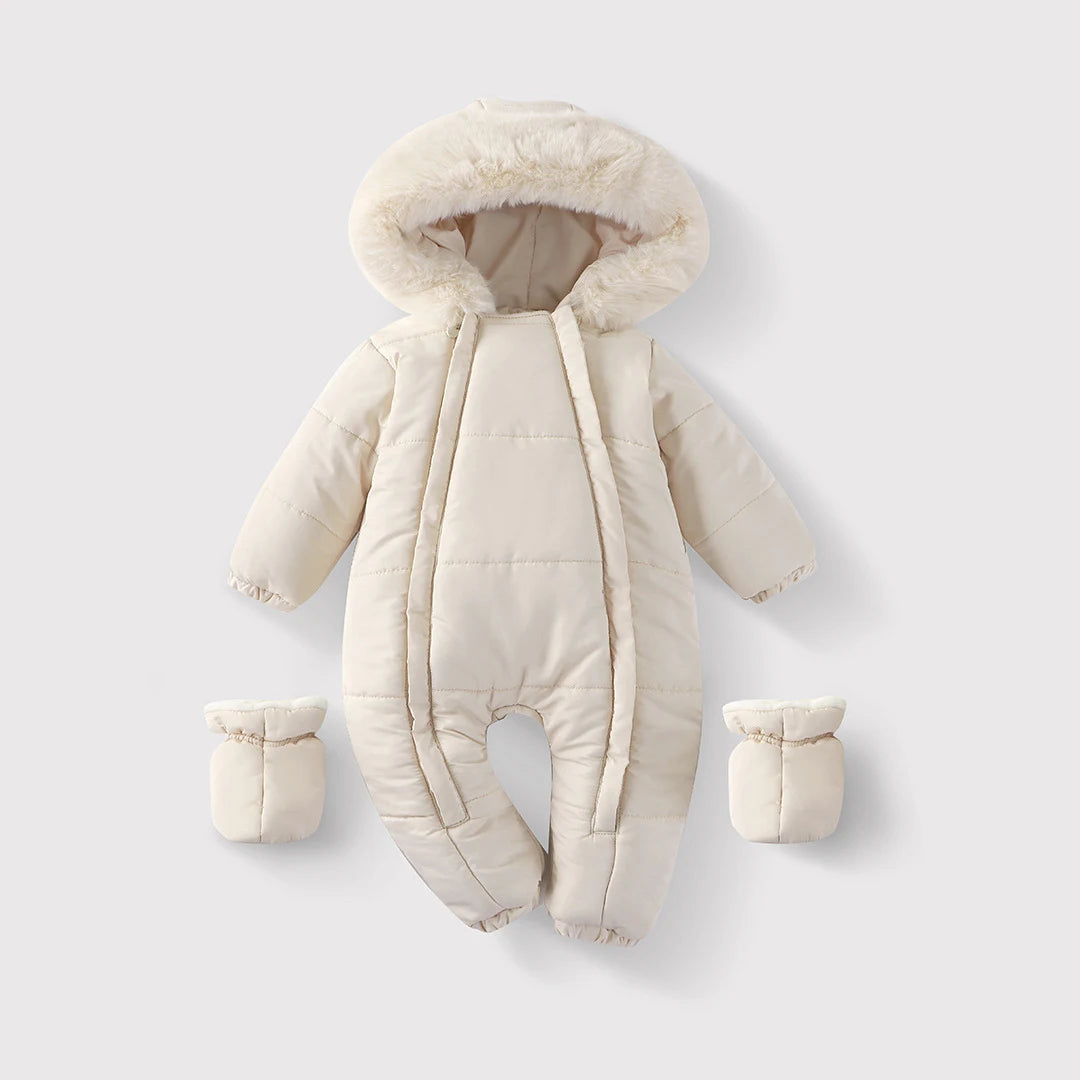 Baby Snowsuit with Faux Fur Hood and Detachable Footies