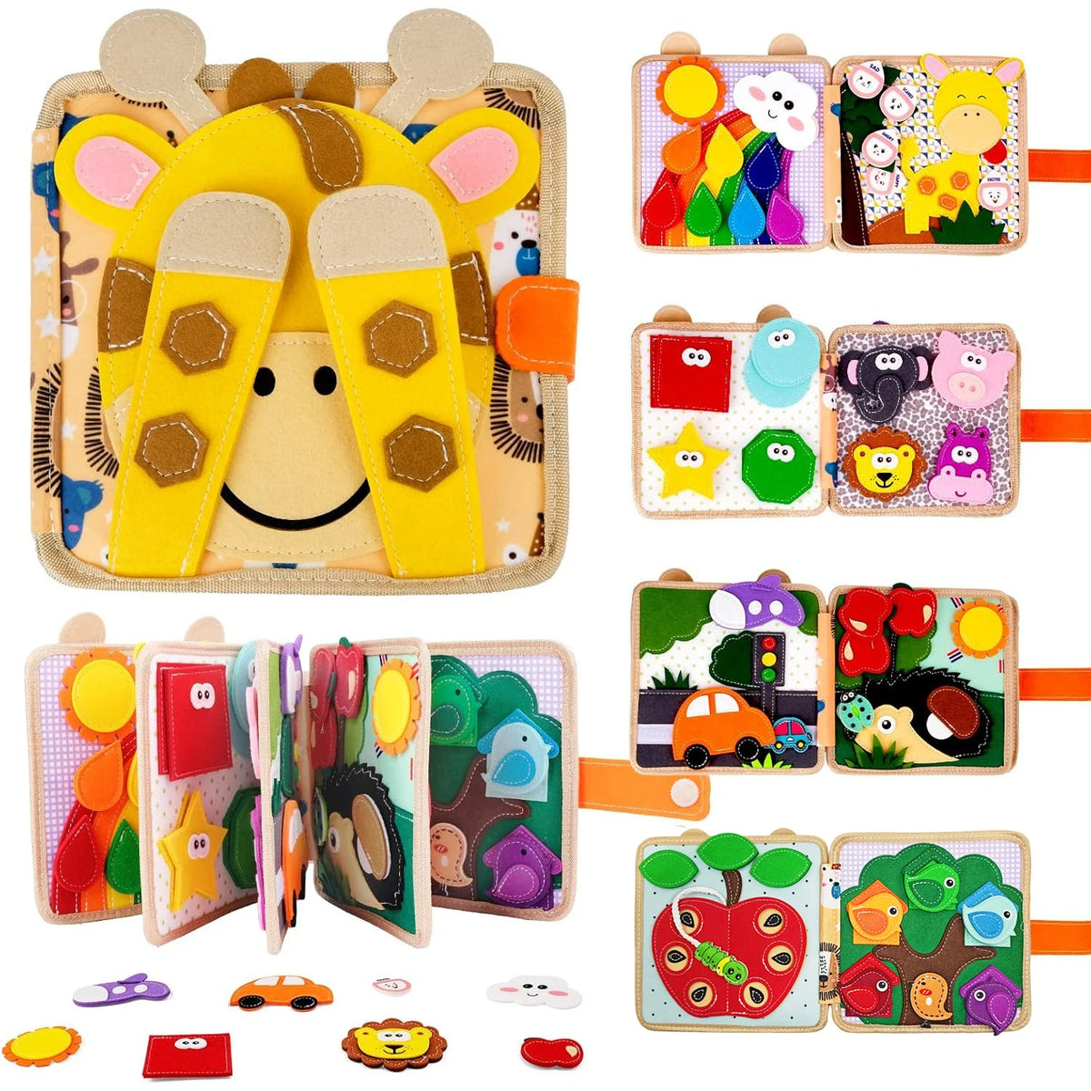 Giraffe Busy Book, Felt Busy Board for Toddlers
