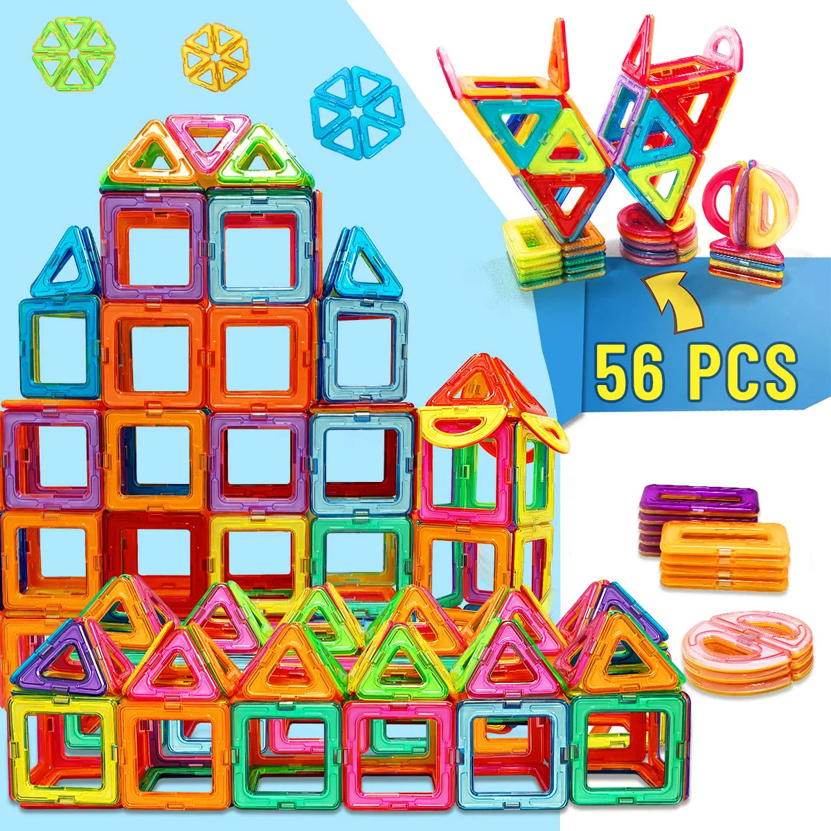 Magnetic Tiles for Kids, STEM Building Set 20 to 84 Pcs