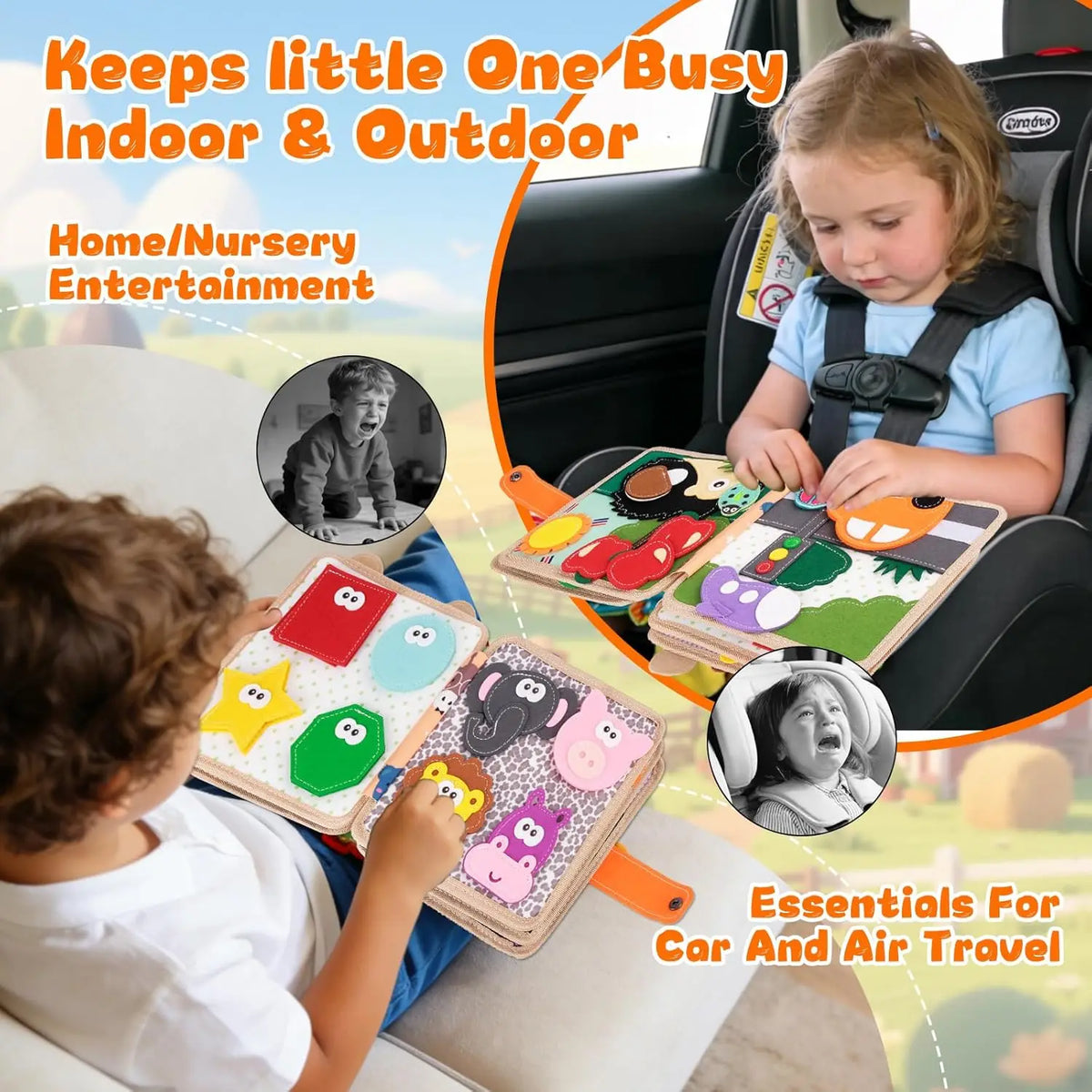 Giraffe Busy Book, Felt Busy Board for Toddlers