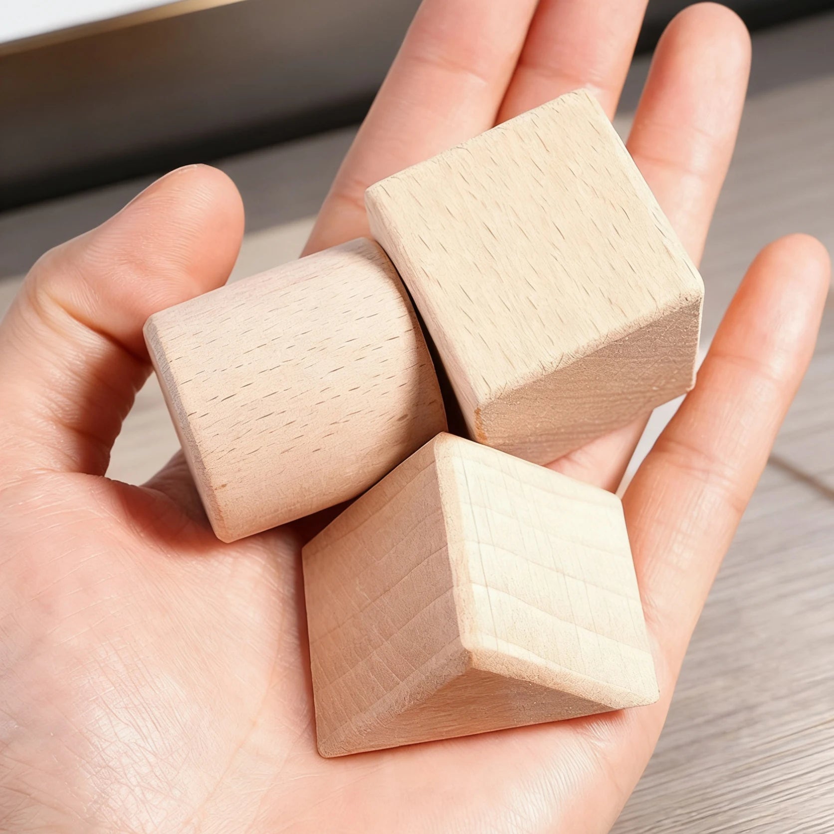 Wooden Blocks 100 Pcs, Natural Beech Wood Building Set