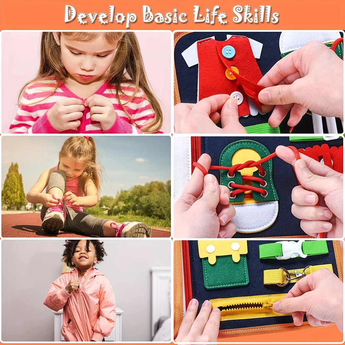 Toddler Busy Board Travel Bag, Montessori Felt Activity Toy