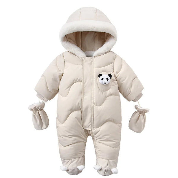 Baby Snowsuit, Fleece Lined Hooded Winter Romper