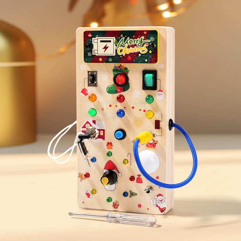 Wooden LED Busy Board with Light Switches for Toddlers