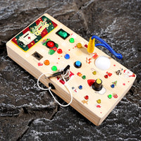 Wooden LED Busy Board with Light Switches for Toddlers