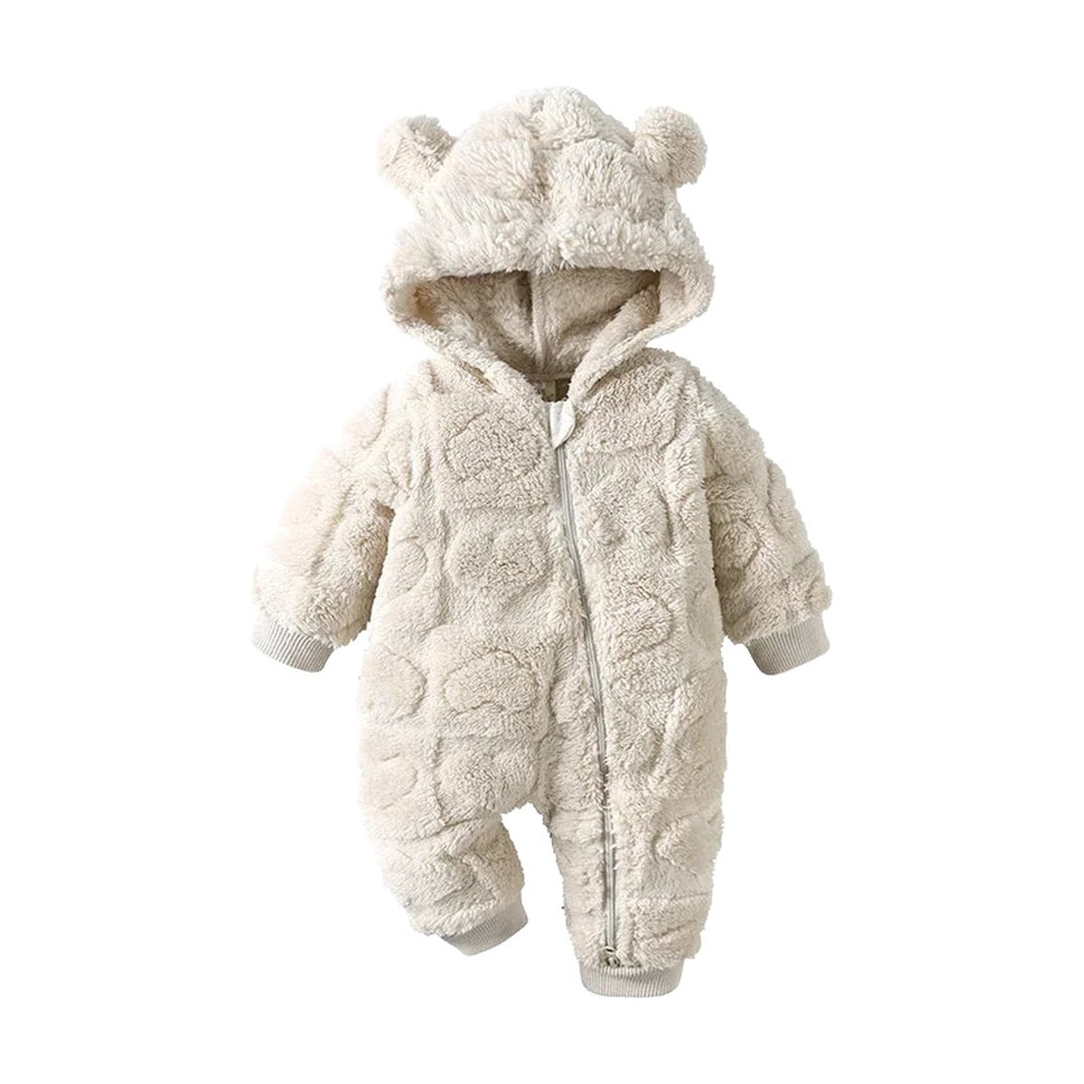 Silver hooded baby romper