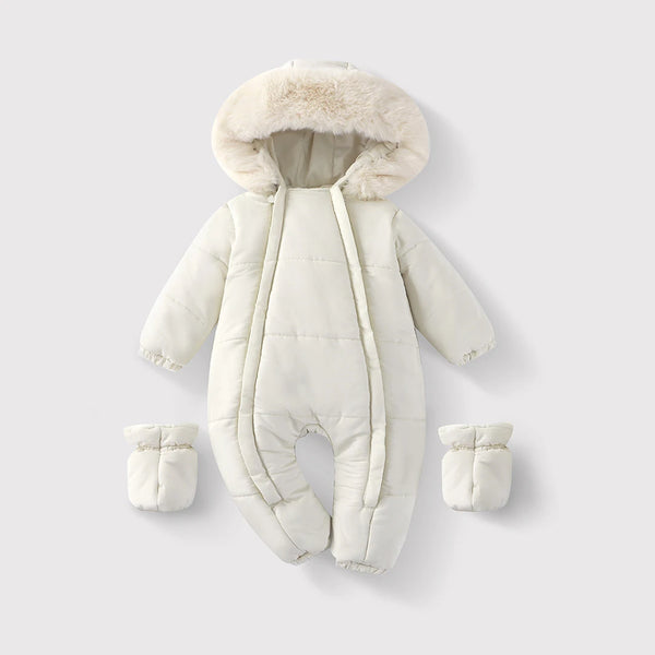 Baby Snowsuit with Faux Fur Hood and Detachable Footies