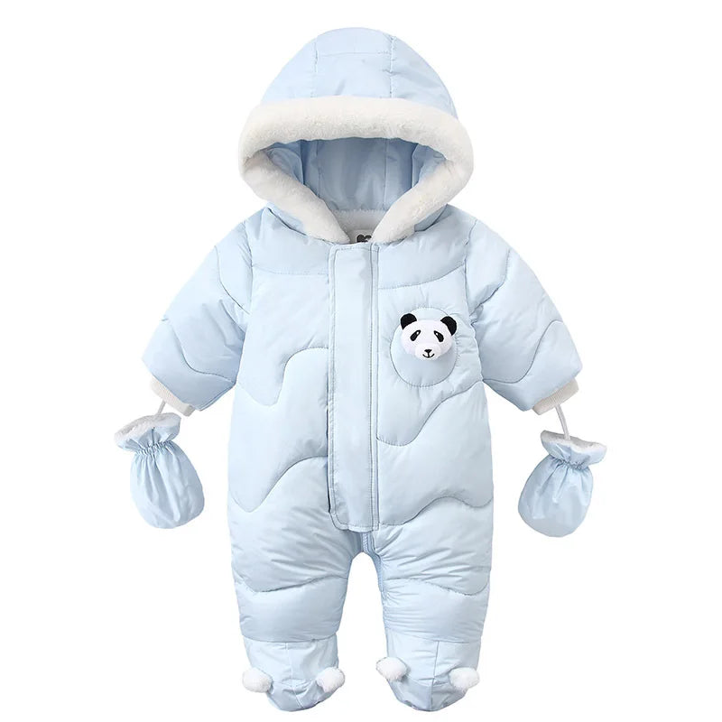 Baby Snowsuit, Fleece Lined Hooded Winter Romper