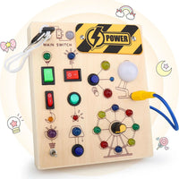 Montessori Busy Board with 10 Switches and 19 LED Lights