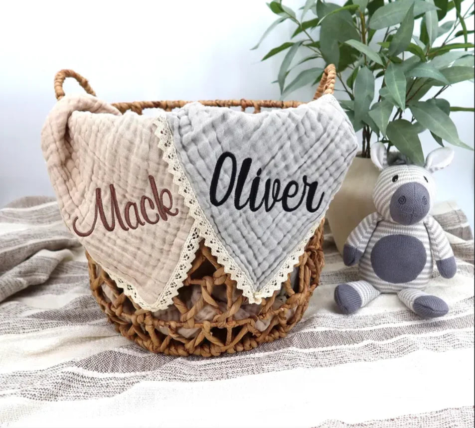 Personalized Baby Blanket with Name, Muslin Swaddle