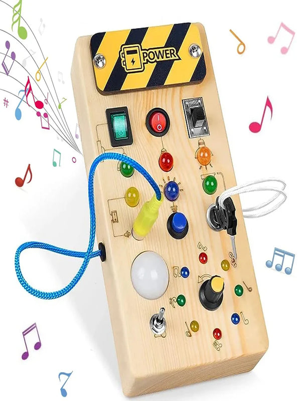 Wooden LED Busy Board with Light Switches for Toddlers