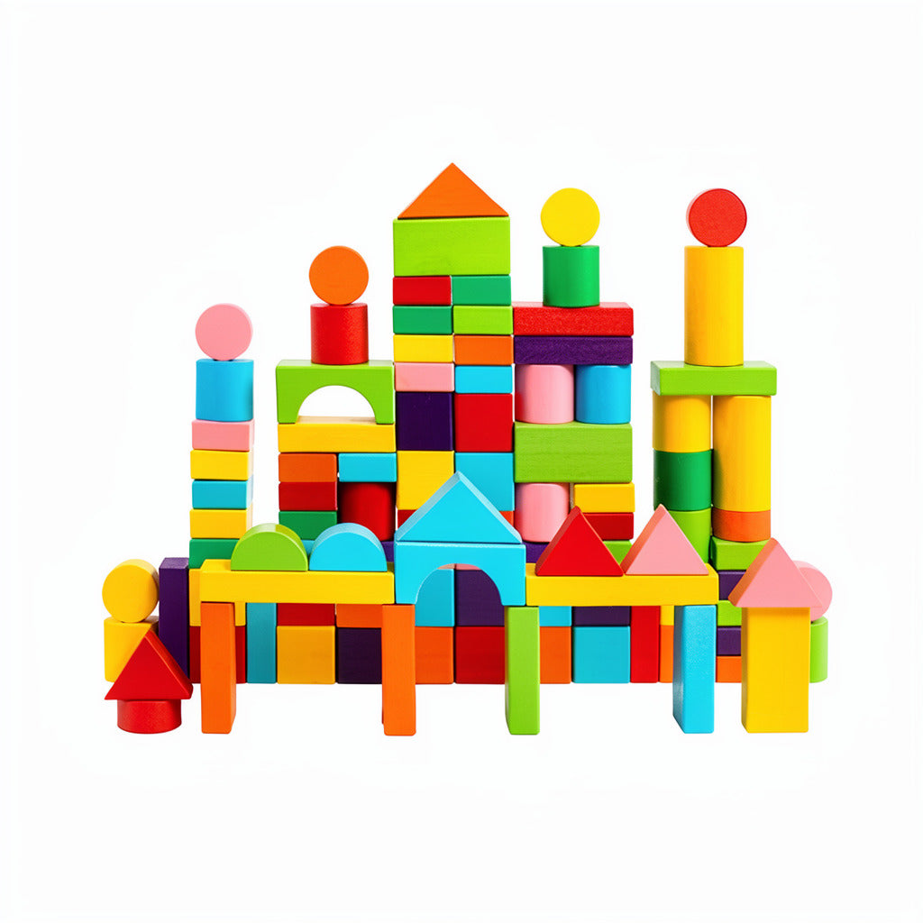 Wooden Blocks for Toddlers, Colorful Stacking Set 40-100pc