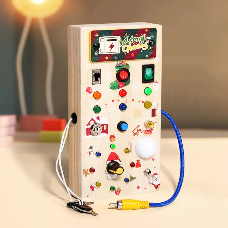 Wooden LED Busy Board with Light Switches for Toddlers