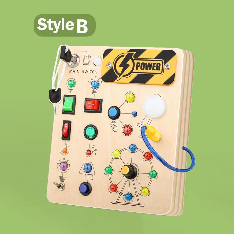 Montessori Busy Board with 10 Switches and 19 LED Lights
