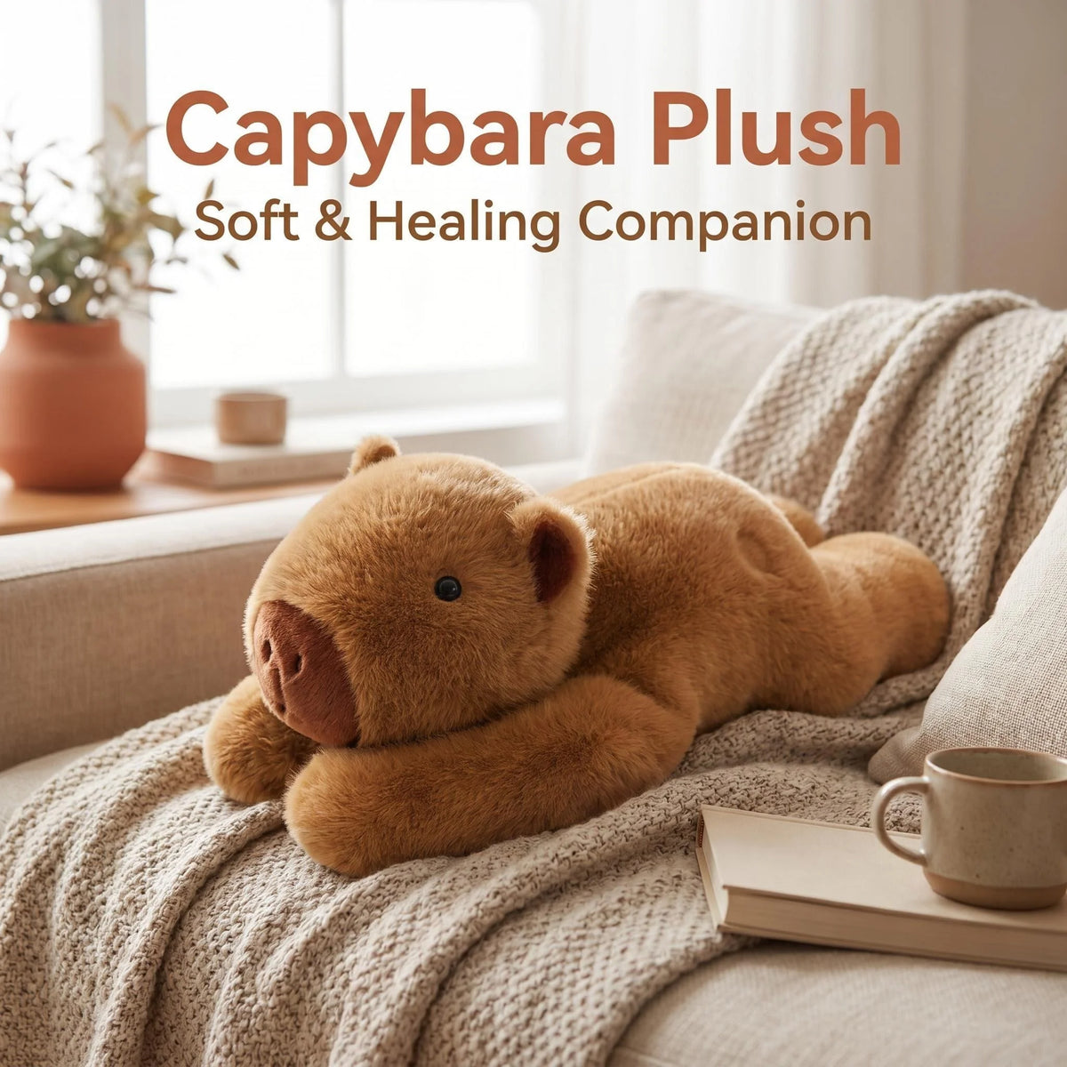 Capybara Weighted Stuffed Animal, 2.2 lb Long Arm Plush