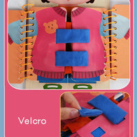 Dressing Busy Board, Wooden Montessori Life Skills Toy