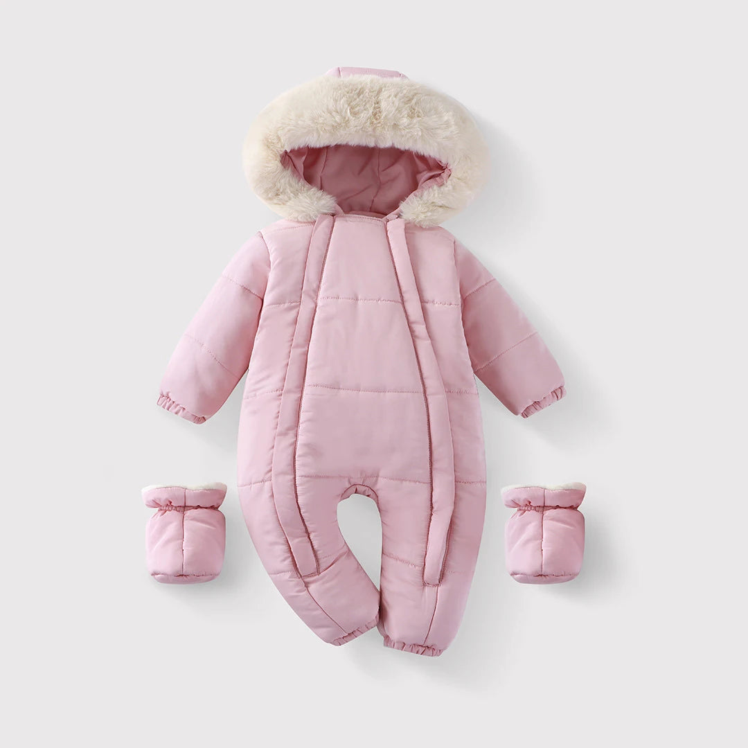 Baby Snowsuit with Faux Fur Hood and Detachable Footies
