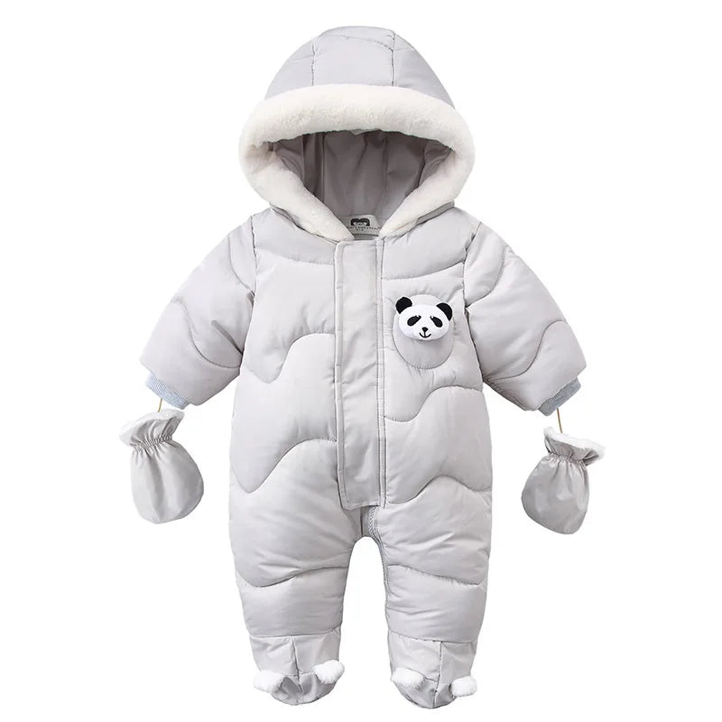 Baby Snowsuit, Fleece Lined Hooded Winter Romper