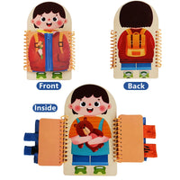 Dressing Busy Board, Wooden Montessori Life Skills Toy