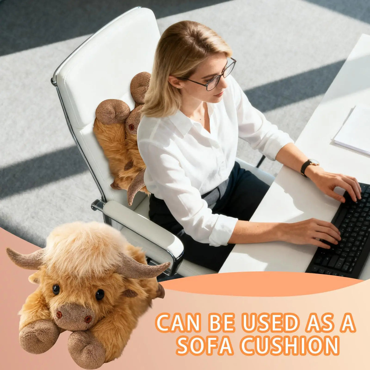 Highland Cow Weighted Stuffed Animal Pillow