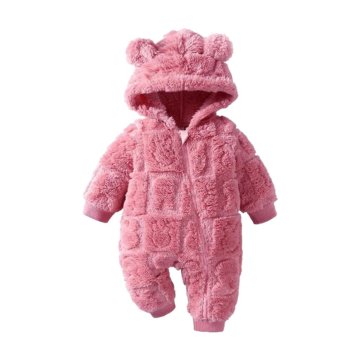Pink hooded baby romper