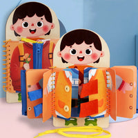 Dressing Busy Board, Wooden Montessori Life Skills Toy