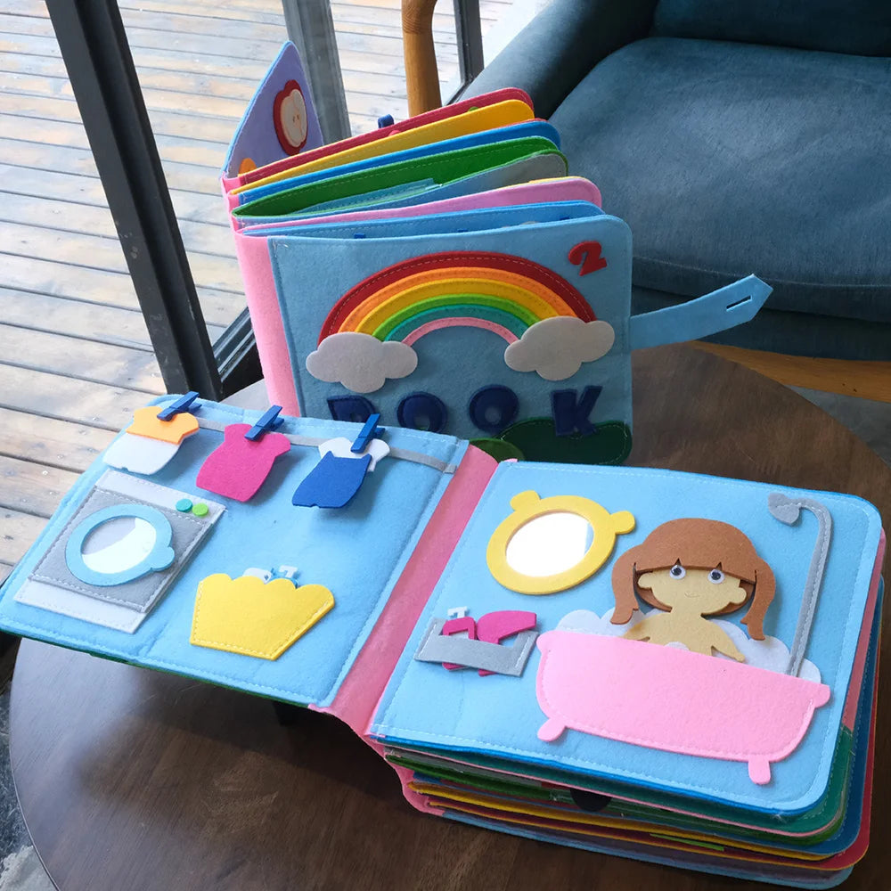 Montessori Busy Book, Washable Activity Book for Toddlers