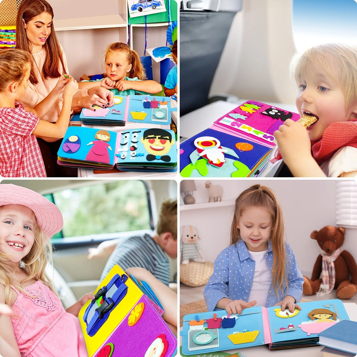 Montessori Busy Book, Washable Activity Book for Toddlers