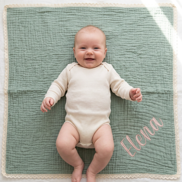 Personalized Baby Blanket with Name, Muslin Swaddle