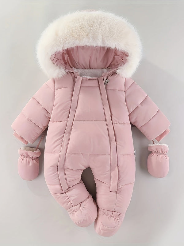 Baby Snowsuit with Hood, Quilted Infant Winter Bunting