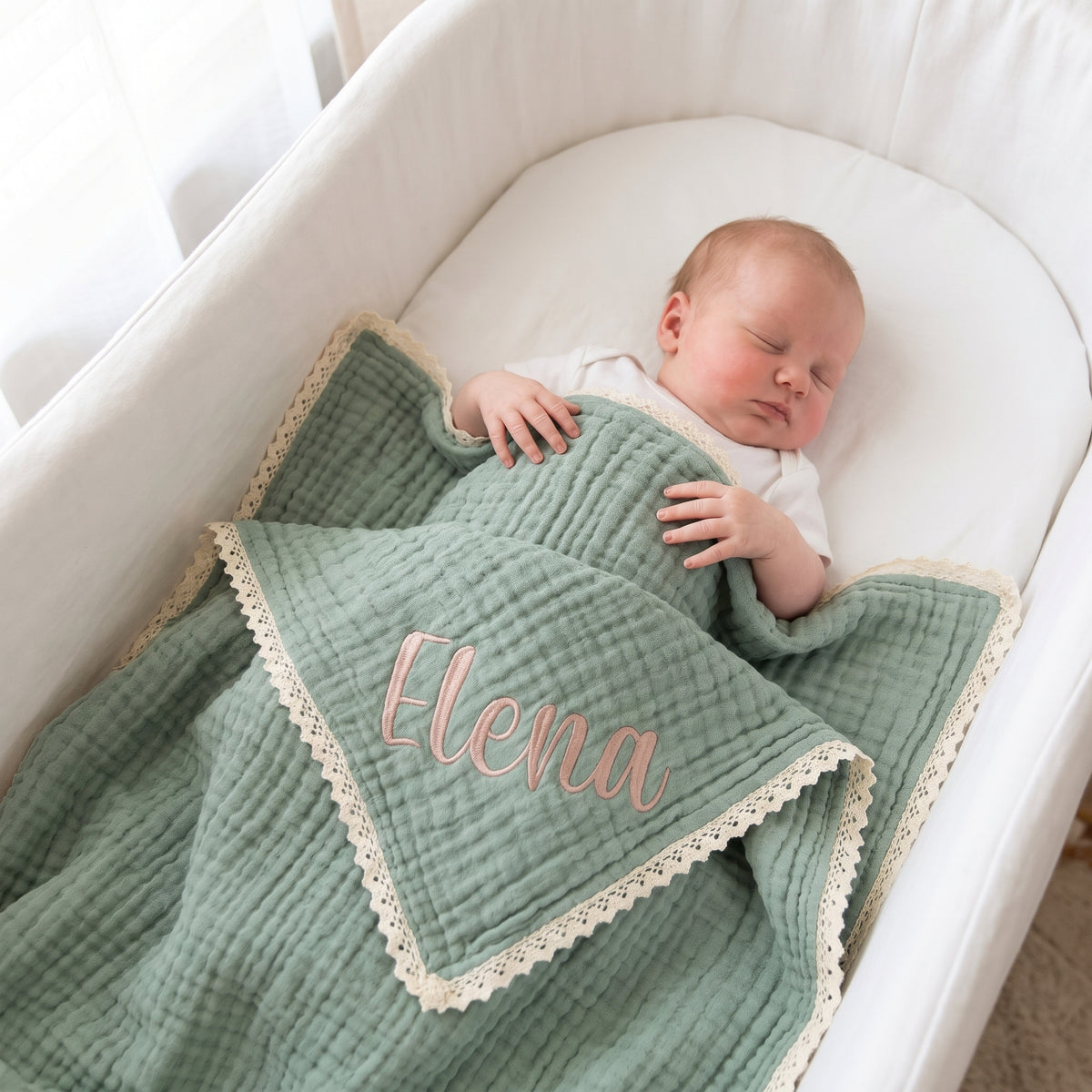 Personalized Baby Blanket with Name, Muslin Swaddle